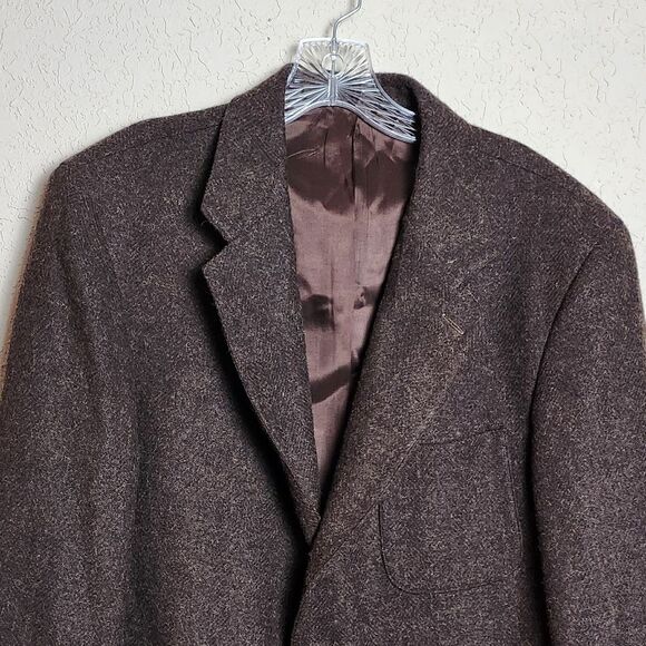 Vintage J Crew 90s Mens Oarsman Wool Alpaca Blazer Jacket Brown Size M Tall - Picture 8 of 8